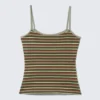Slim Strappy Tank Top – Brown Multi Striped Slim Strappy Tank Top – Brown Multi Striped