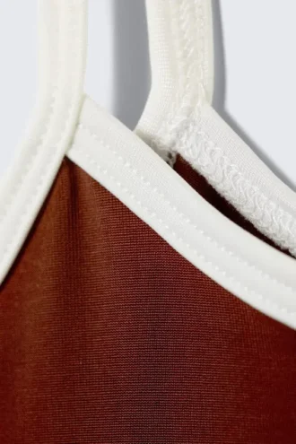 Slim Strappy Tank Top – Burgundy & White