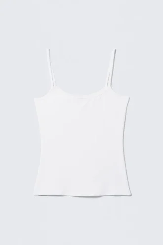 Slim Strappy Tank Top – White