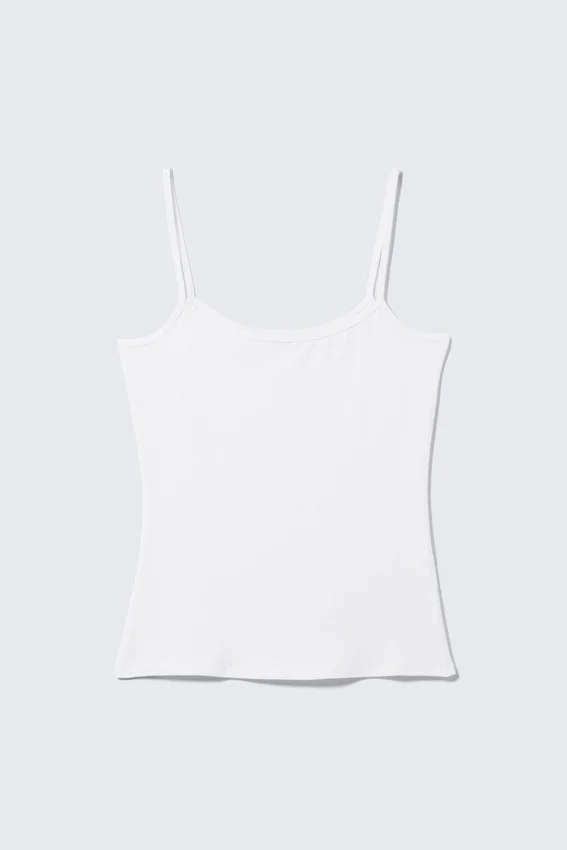Slim Strappy Tank Top – White Slim Strappy Tank Top – White