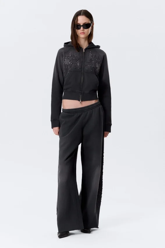 Slim Studded Graphic Zip Hoodie – Washed Studded Black Slim Studded Graphic Zip Hoodie – Washed Studded Black