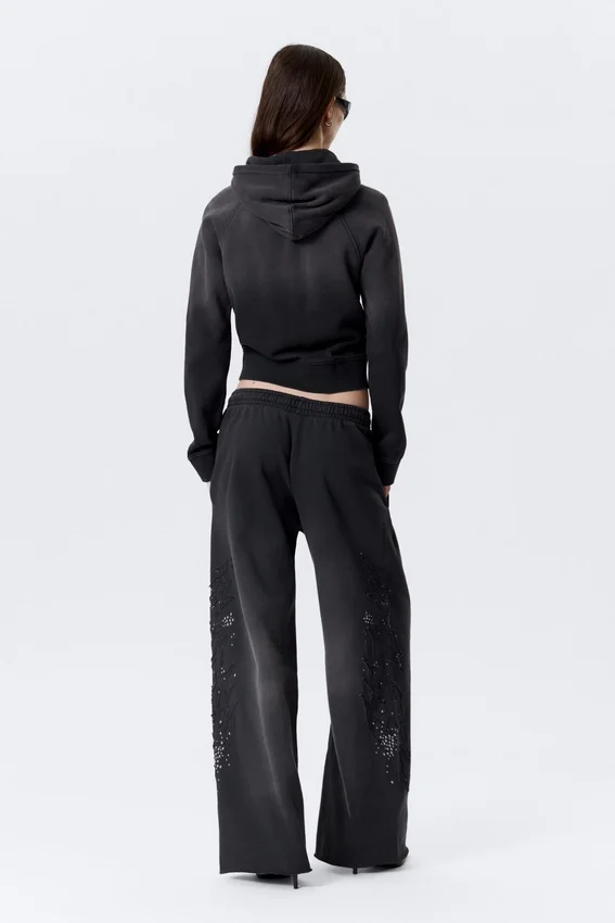 Slim Studded Graphic Zip Hoodie – Washed Studded Black Slim Studded Graphic Zip Hoodie – Washed Studded Black