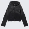 Slim Studded Graphic Zip Hoodie – Washed Studded Black Slim Studded Graphic Zip Hoodie – Washed Studded Black