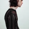 Slim Tear-Knit Long-Sleeved T-Shirt – Black Slim Tear-Knit Long-Sleeved T-Shirt – Black