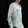 Slim Tie Detail Lyocell Shirt – Light Dusty Mole Slim Tie Detail Lyocell Shirt – Light Dusty Mole