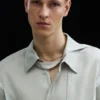 Slim Tie Detail Lyocell Shirt – Light Dusty Mole Slim Tie Detail Lyocell Shirt – Light Dusty Mole