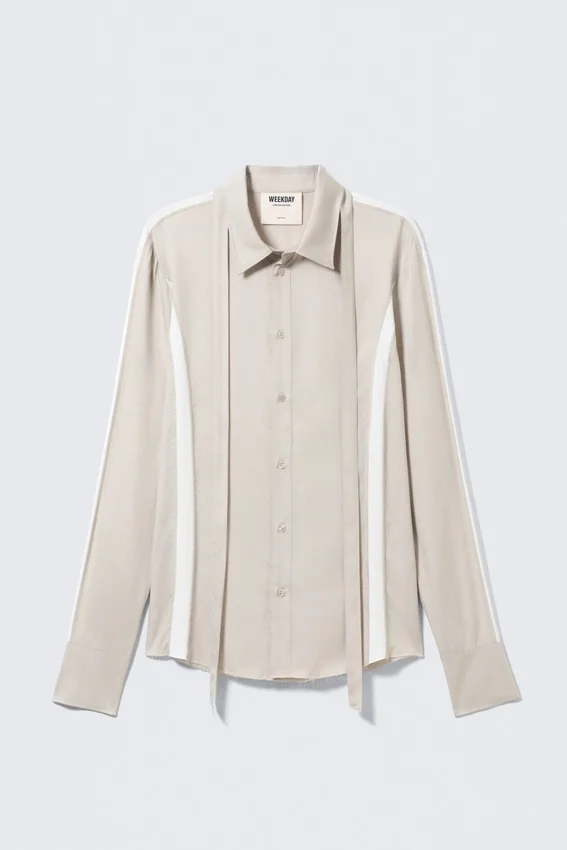 Slim Tie Detail Lyocell Shirt – Light Dusty Mole Slim Tie Detail Lyocell Shirt – Light Dusty Mole