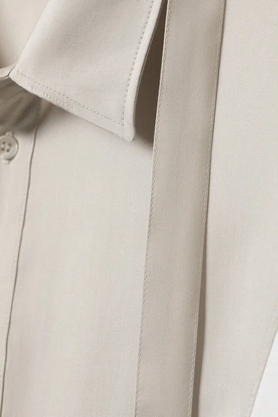 Slim Tie Detail Lyocell Shirt – Light Dusty Mole Slim Tie Detail Lyocell Shirt – Light Dusty Mole