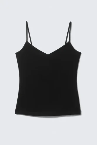 Slim V-Neck Cotton Singlet – Black Slim V-Neck Cotton Singlet – Black