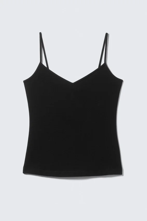 Slim V-Neck Cotton Singlet – Black Slim V-Neck Cotton Singlet – Black