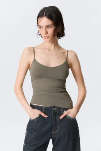 Slim V-Neck Cotton Singlet – Grey Slim V-Neck Cotton Singlet – Grey
