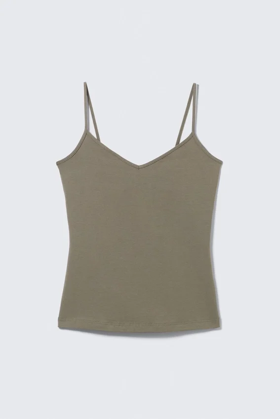 Slim V-Neck Cotton Singlet – Grey Slim V-Neck Cotton Singlet – Grey
