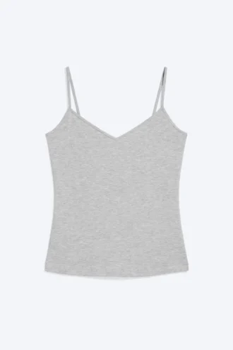 Slim V-Neck Cotton Singlet – Light Dusty Grey Melange Slim V-Neck Cotton Singlet – Light Dusty Grey Melange