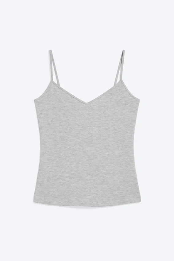 Slim V-Neck Cotton Singlet – Light Dusty Grey Melange Slim V-Neck Cotton Singlet – Light Dusty Grey Melange