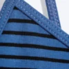Slim V-Neck Cotton Singlet – Striped Blue/Black Slim V-Neck Cotton Singlet – Striped Blue/Black