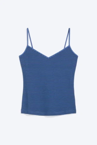 Slim V-Neck Cotton Singlet – Striped Blue/Black Slim V-Neck Cotton Singlet – Striped Blue/Black