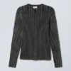Slim V-Neck Knitted Sweater – Washed Black Slim V-Neck Knitted Sweater – Washed Black