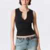 Slim V-Neck Sleeveless Top – Black Slim V-Neck Sleeveless Top – Black