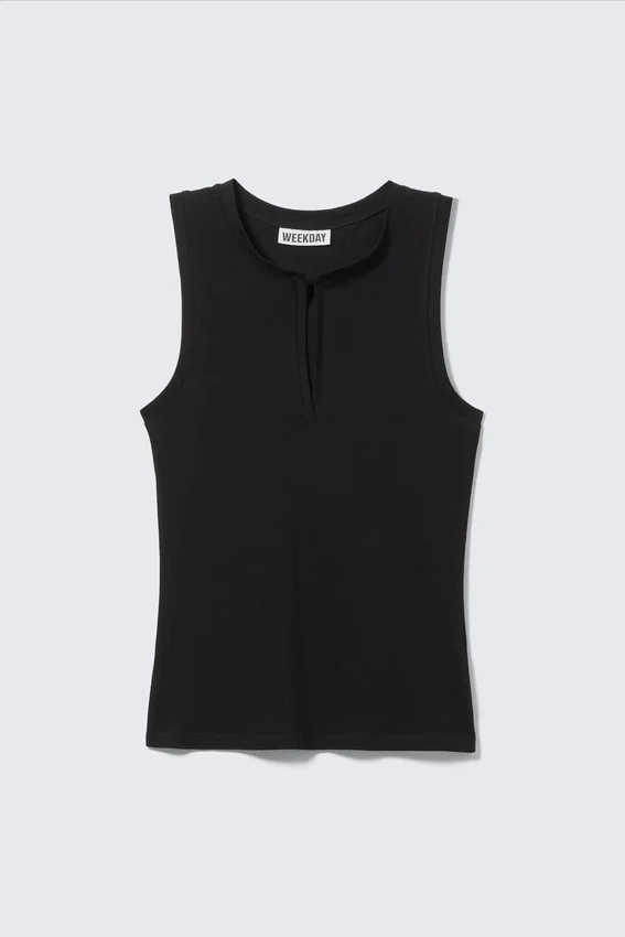 Slim V-Neck Sleeveless Top – Black Slim V-Neck Sleeveless Top – Black