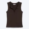 Slim V-Neck Sleeveless Top – Dark Brown