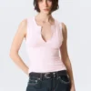 Slim V-Neck Sleeveless Top – Light Pink Slim V-Neck Sleeveless Top – Light Pink
