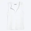 Slim V-Neck Sleeveless Top – White Slim V-Neck Sleeveless Top – White