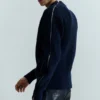 Slim Zip-Sleeve Wool Sweater – Navy Blue Slim Zip-Sleeve Wool Sweater – Navy Blue
