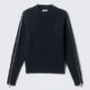 Slim Zip-Sleeve Wool Sweater – Navy Blue Slim Zip-Sleeve Wool Sweater – Navy Blue