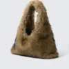 Slouchy Faux Fur Shoulder Bag – Beige Slouchy Faux Fur Shoulder Bag – Beige
