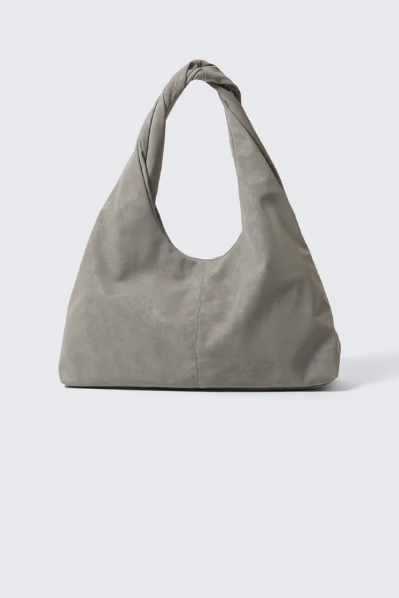 Slouchy Faux Leather Shoulder – Dusty Grey Slouchy Faux Leather Shoulder – Dusty Grey
