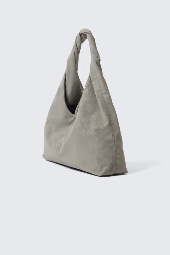Slouchy Faux Leather Shoulder – Dusty Grey Slouchy Faux Leather Shoulder – Dusty Grey