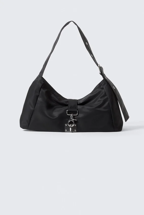 Small Slouched Clasp Shoulder Bag – Black Small Slouched Clasp Shoulder Bag – Black
