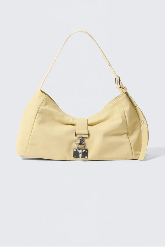 Small Slouched Clasp Shoulder Bag – Light Yellow Small Slouched Clasp Shoulder Bag – Light Yellow