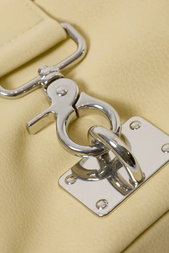 Small Slouched Clasp Shoulder Bag – Light Yellow Small Slouched Clasp Shoulder Bag – Light Yellow