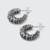 Smashed Chunky Hoop Earrings – Silver Smashed Chunky Hoop Earrings – Silver