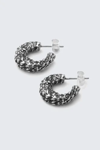 Smashed Chunky Hoop Earrings – Silver Smashed Chunky Hoop Earrings – Silver