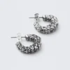 Smashed Chunky Hoop Earrings – Silver Smashed Chunky Hoop Earrings – Silver