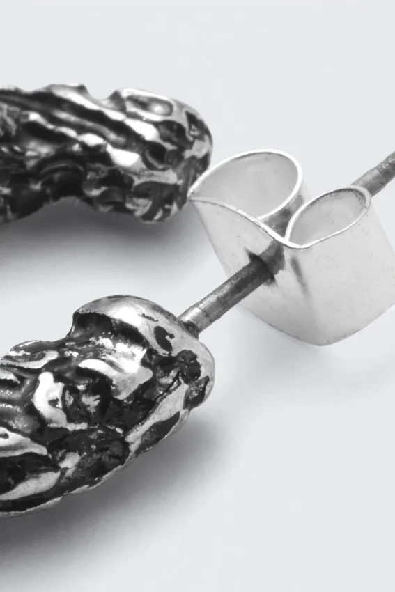 Smashed Chunky Hoop Earrings – Silver Smashed Chunky Hoop Earrings – Silver