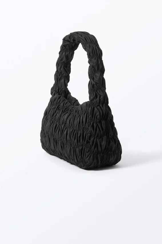 Smocked Rectangular Shoulder Bag – Black Smocked Rectangular Shoulder Bag – Black