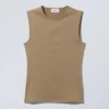 Smooth Fitted Tank Top – Dark Beige