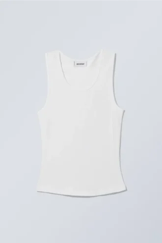 Smooth Fitted Tank Top – White