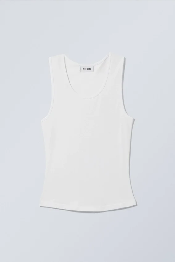 Smooth Fitted Tank Top – White Smooth Fitted Tank Top – White