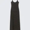 Smooth Strap Maxi Dress – Dark Mole & Black Stripes Smooth Strap Maxi Dress – Dark Mole & Black Stripes