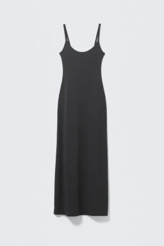 Smooth Strap Maxi Dress – Off-Black