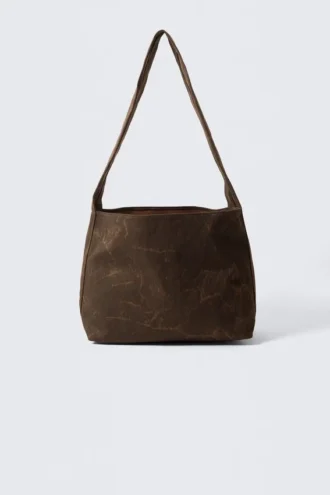 Soft Canvas Shoulder Bag – Dark Brown Soft Canvas Shoulder Bag – Dark Brown