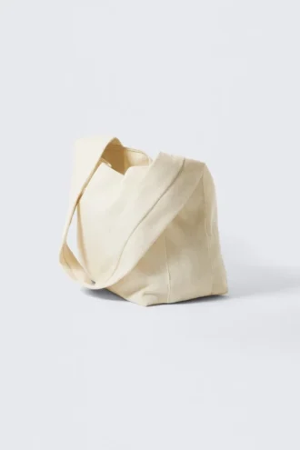 Soft Canvas Shoulder Bag – Light Beige