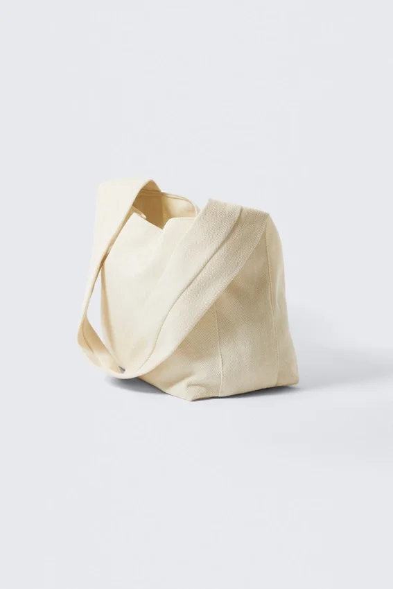 Soft Canvas Shoulder Bag – Light Beige Soft Canvas Shoulder Bag – Light Beige