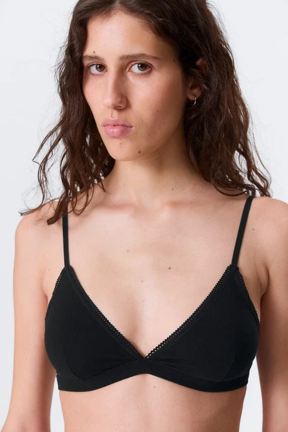 Soft Cotton Triangle Bra – Black Soft Cotton Triangle Bra – Black