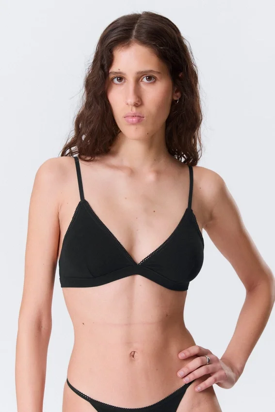 Soft Cotton Triangle Bra – Black Soft Cotton Triangle Bra – Black
