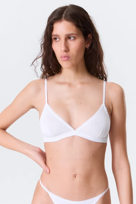 Soft Cotton Triangle Bra – White Soft Cotton Triangle Bra – White